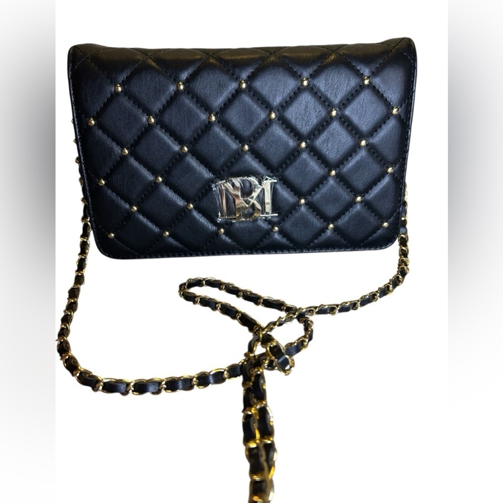 NWT Badgley Mischka studded diamond quilted black crossbody bag - Picture 2 of 7